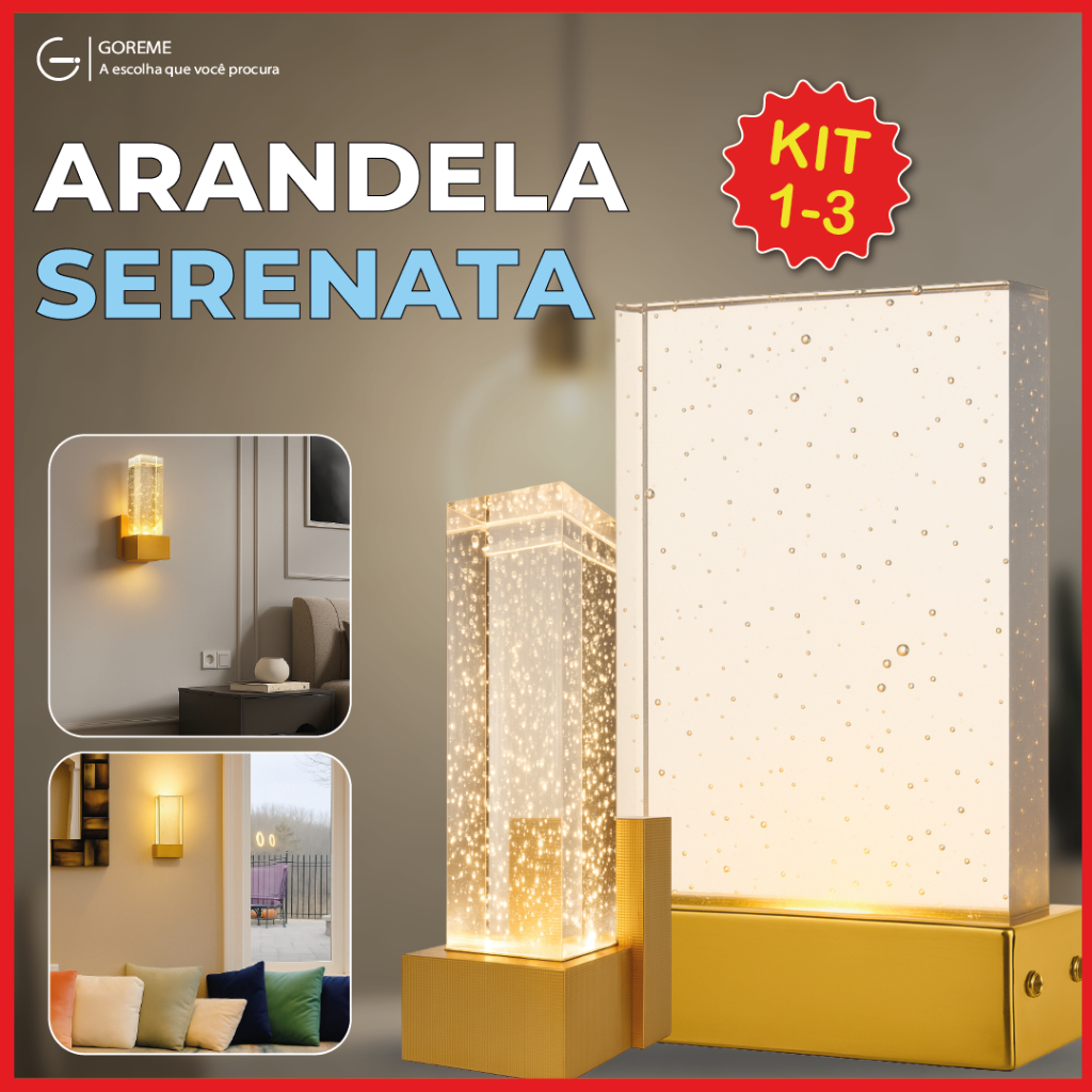 Luminária Arandela Serenata de Cristal Led Luxuoso Dourado Moderno 3