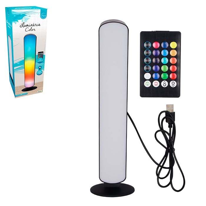 Luminária Color Com Controle Remoto Usb 24cm Com 15 Cores Art House