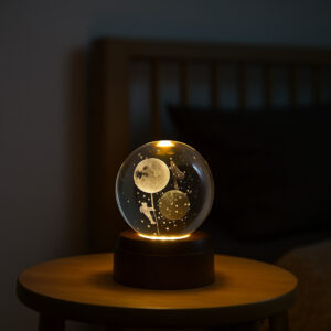 Luminária Crystal Ball 6cm com Base de Plástico Esfera Iluminada 3D