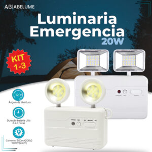 Luminária de Emergência Led Lite ou Pro 20W com 2 Farol Luz Branco