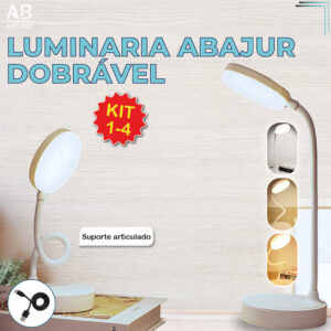 Luminária de Mesa Abajur Led Dobrável 3 Tons de luz suporte
