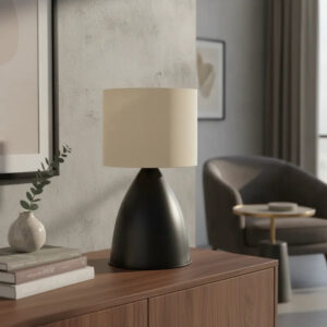 Luminária de mesa abajur Moderno Bojudo Preto alumínio bivolt Com