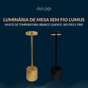 Luminária de Mesa Led Sem Fio Lumus 4w 2700K 6500K Até 10 de Duração