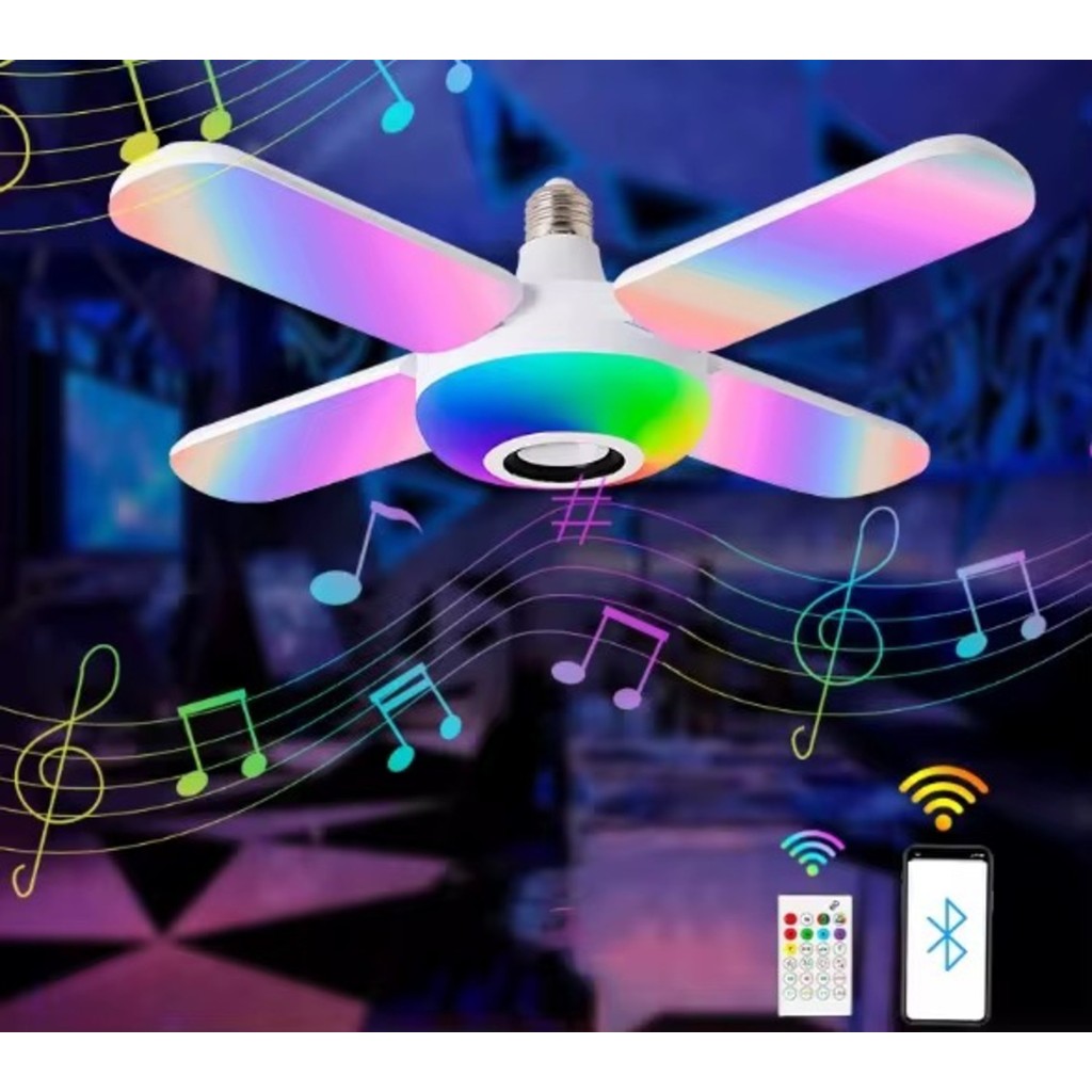Luminária de Teto LED RGB com Caixa de Som Bluetooth Controle Remoto — Decoração