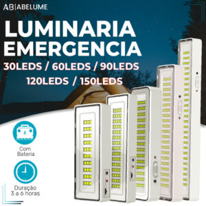 Luminária Emergência Lâmpada 150, 120, 90, 60 ou 30 Leds Recarregável