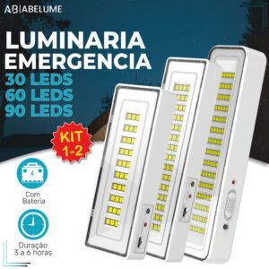 Luminária Emergência Lâmpada Portátil 30 60 90 Leds Recarregável