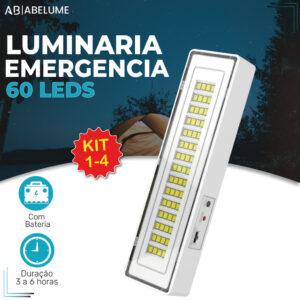 Luminária Emergência Lâmpada Portátil 60 Leds Recarregável Bivolt Luz