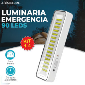 Luminária Emergência Lâmpada Portátil 90 Leds Pro Recarregável Bivolt
