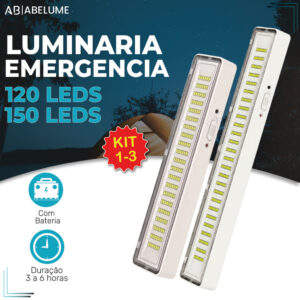 Luminária Emergência Portátil 120 ou 150 Led Pro Branco Frio Bivolt
