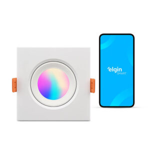 Luminária LED Ecospot Inteligente 5W Elgin Quadrada Wifi RGB Bivolt