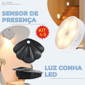 Luminária Led Sensor De Presença Automático Formato Concha