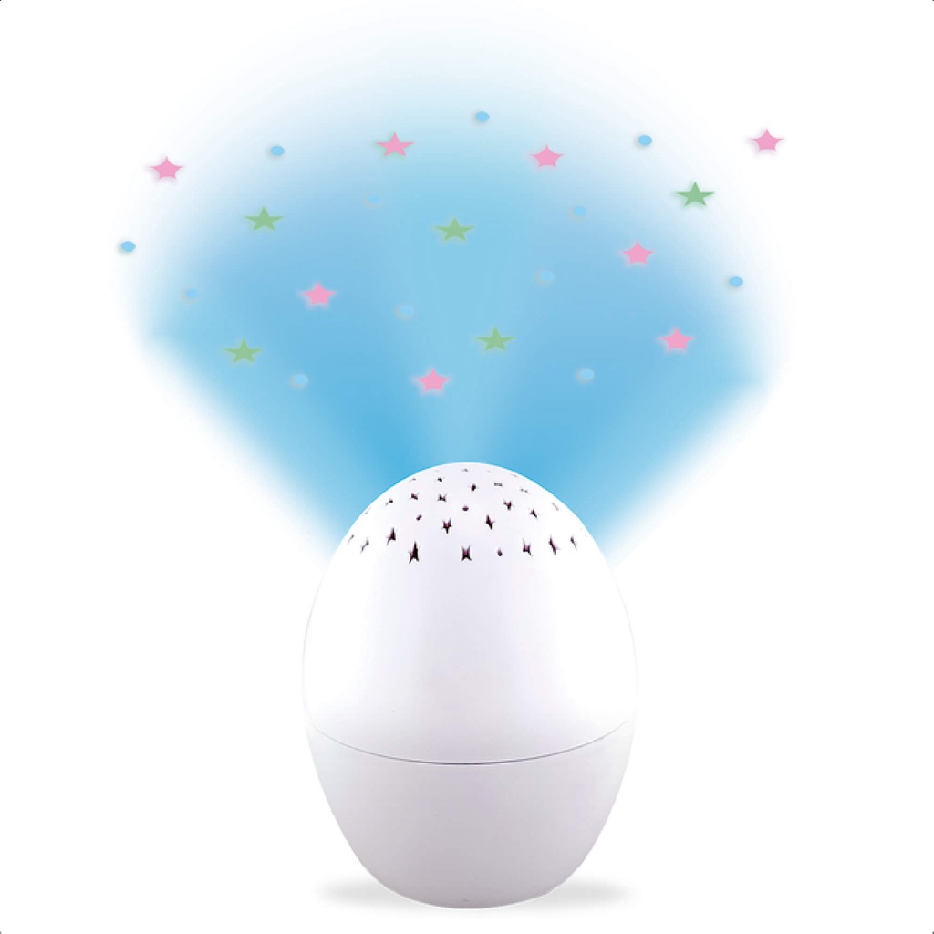 Luminária Musical Little Egg divertida projeta estrelinha e lua — Decoração