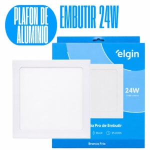 Luminária Painel Plafon Pro Slim Aluminio Embutir Quadrado Led 24w