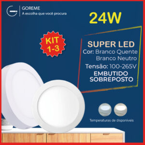 Luminária Painel Plafon Sobrepor Led 24w Redondo Branco Quente Branco