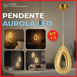 Luminária Pendente Lustre Aurola de Luxo Cristal Dourada Moderna
