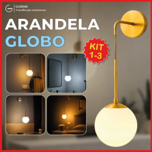 Luminária Pendente Lustre Globo de Luxo Cristal Dourada Moderna Bola
