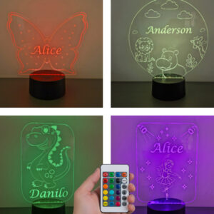 Luminária Personalizada Infantil LED RGB e Touch, Presente Criança