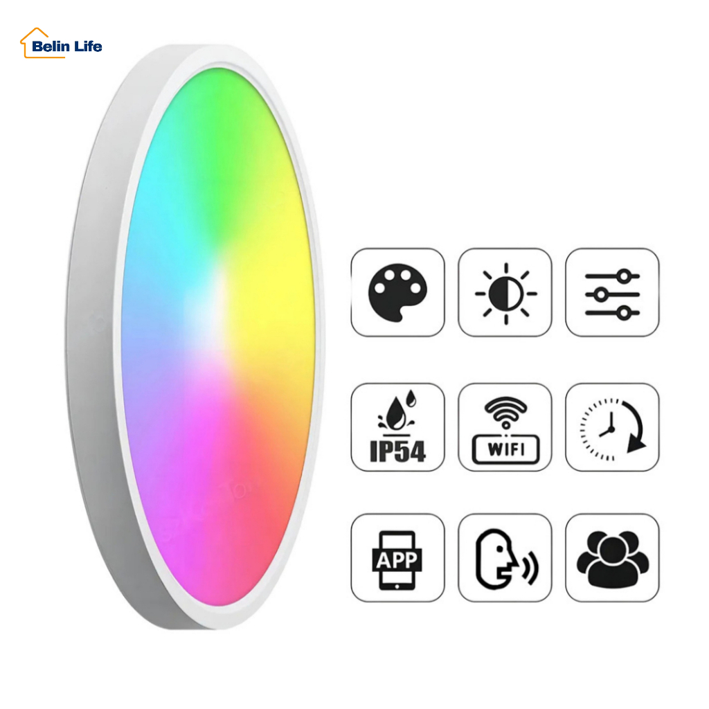 Luminária Plafon Inteligente LED 21W RGB WiFi Tuya Smart Life Alexa — Decoração