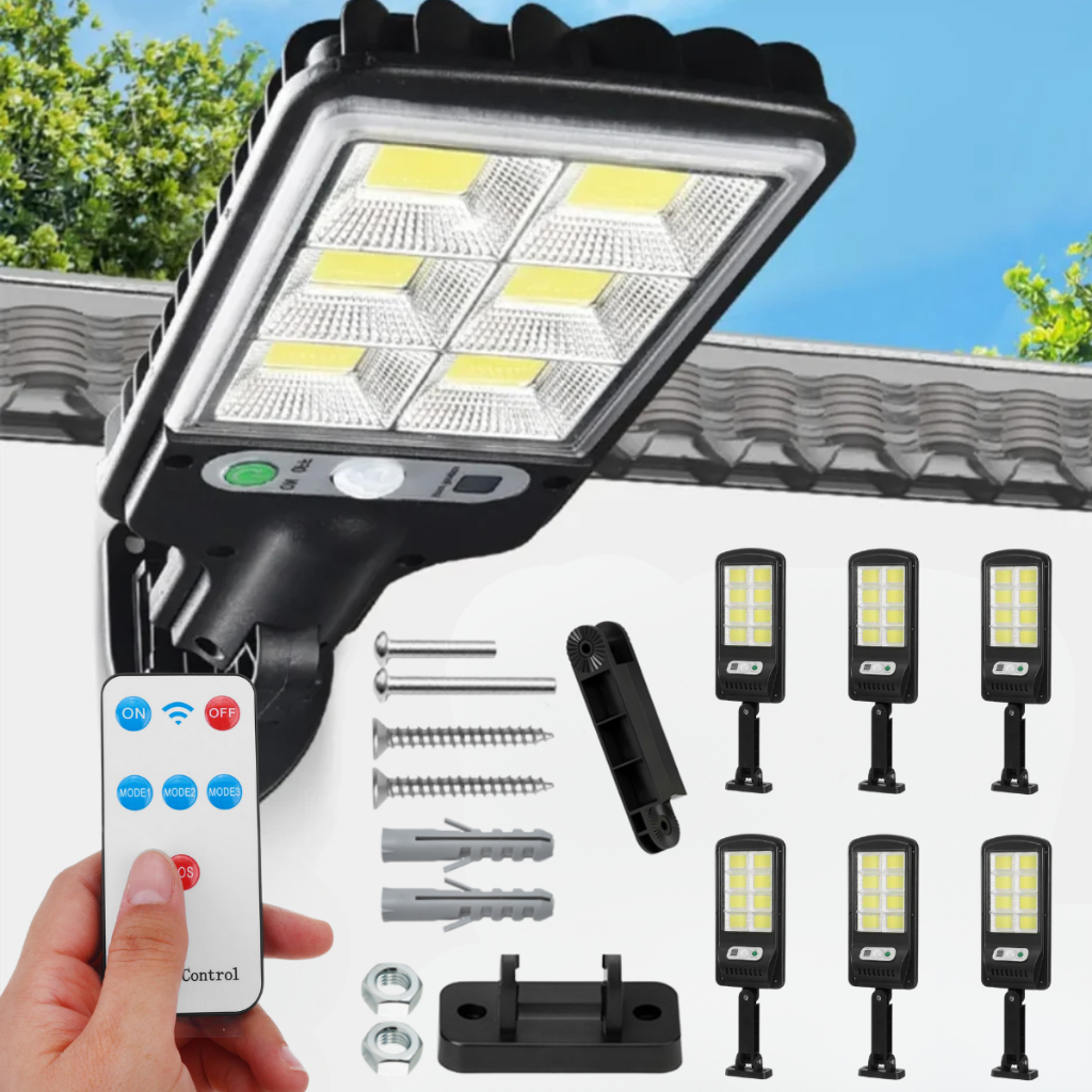 Luminária Refletor Solar LED 120 Leds Externa com Sensor de Presença