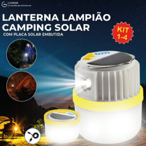 Luminária Solar Led Recarregável com Placa Solar embutida com