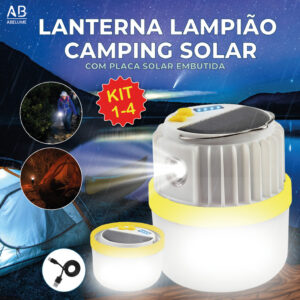 Luminária Solar Led Recarregável com Placa Solar embutida com — Decoração