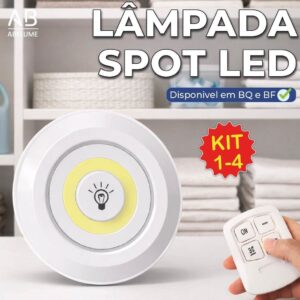 Luminária Spot Led Lâmpada sem Fio com Controle Remoto Luz Fria ou