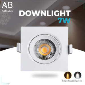 Luminária Spot Led Quadrado Direcionável 7W Embutir Gesso Teto Branco