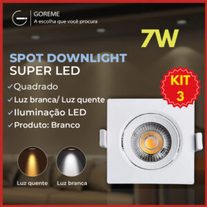 Luminária Spot Led Quadrado Direcionável 7W Embutir Gesso Teto Luz