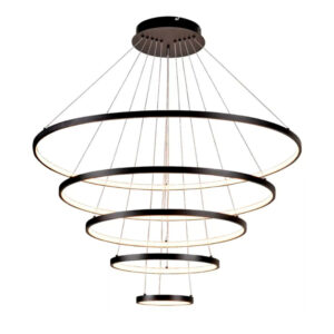 Lustre Led Luminária Pendente 5 Arcos Moderno Anéis Bivolt 160W Com