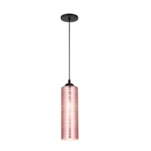 Lustre Luminária Pendente Cilindro Slim Vidro Cobre Elgin