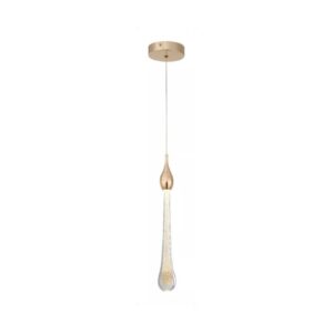 Lustre Luminária Pendente Cristal Bolhas Gota Led Dourado Bivolt
