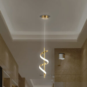 Lustre Pendente Led Spirale Alumínio Silicone Dourado 8W 3000K 500Im