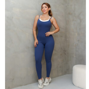 Macacão Feminino Fitness Esportivo Canelado Poliamida Academia