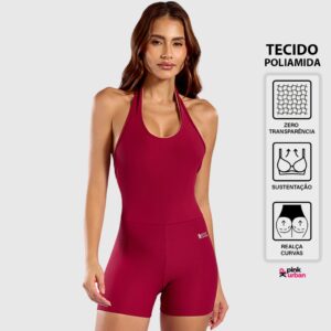 Macaquinho Fitness Feminino Canelado Frente Única Poliamida