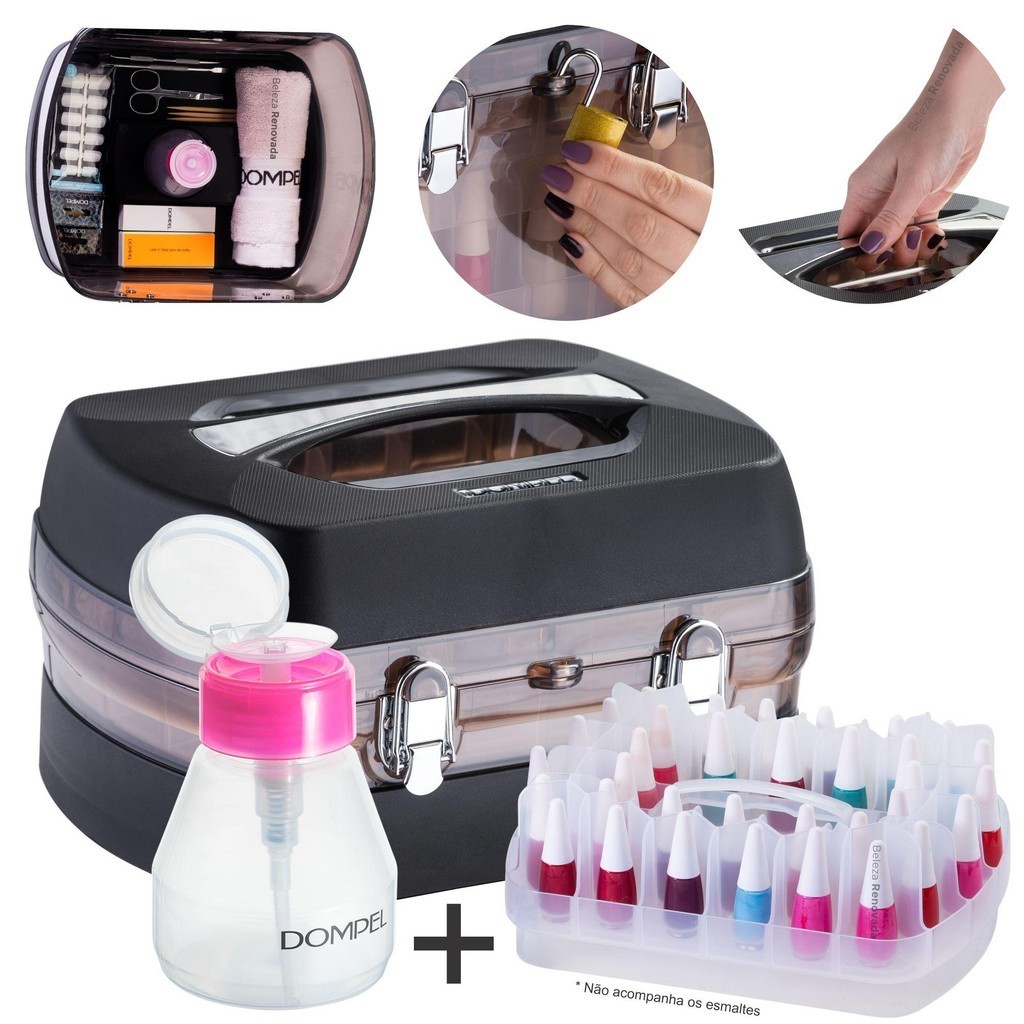 Maleta Manicure Dompel Organizadora 34 Esmaltes E Acetona — Organização