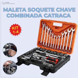 Maleta Soquete Chave Combinada Catraca Alta Durabilidade de Aço com