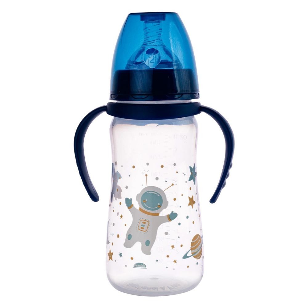 Mamadeira Anticólica Astronauta Azul Alça 330 ml Menino Infantil Bebê