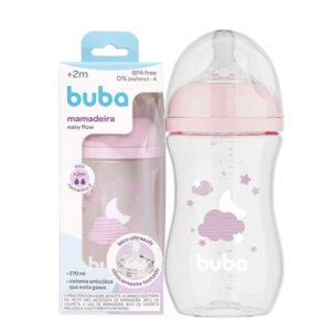 Mamadeira Buba Easy Flow Bico Tamanho 2 Nuvem Rosa 270ml