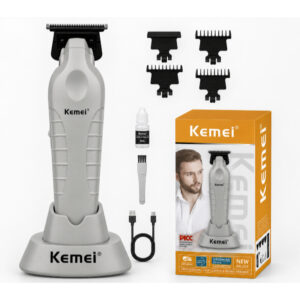 Máquina de Acabamento Kemei Profissional Km 2299- 2 Cinza Com Base