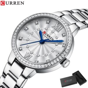 Marca De Luxo Curren Relógio Mulher Moda Elegante Quartzo Aço
