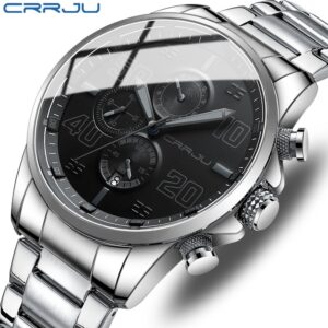 Marca Original Crrju Relógios Masculinos Multifuncional Cronógrafo De
