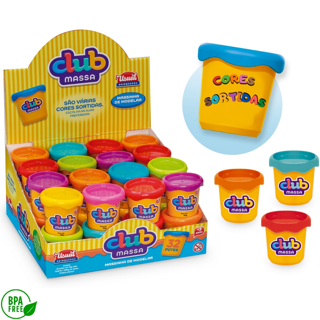 Massa Massinha de Modelar Brinquedo Infantil 100% Atóxico Não Coloca