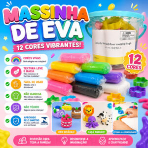 Massinha de 12 Cores Kit Infantil para Modelar Artesanato