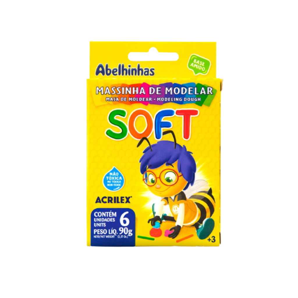 Massinha de Modelar 6 Cores Soft Abelhinhas Acrilex