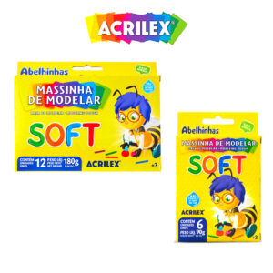 Massinha de Modelar 6 e 12 Cores Soft Abelhinhas Acrilex