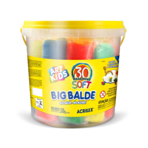 Massinha de Modelar Acrilex Art Kids Big Balde Soft 30 Cores 1,5kg