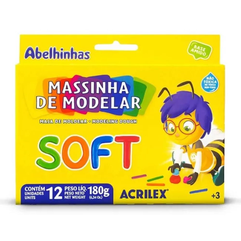 Massinha De Modelar Escolar 12 Cores Soft Acrilex Infantil Cor — Brinquedos