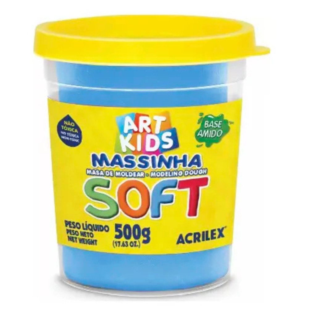 Massinha de Modelar Soft 500G Azul Acrilex — Brinquedos