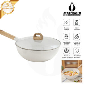 Matougui Frigideira Funda Antiaderente com espessura de 5 mm Wok Com