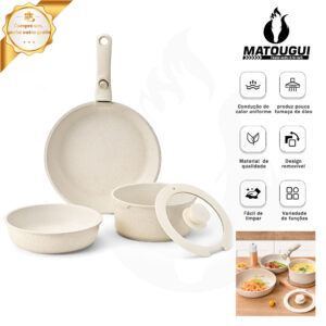 Matougui Jogo de Panelas Gás Conjunto de Panelas Revestido em — Cozinha e Utensílios